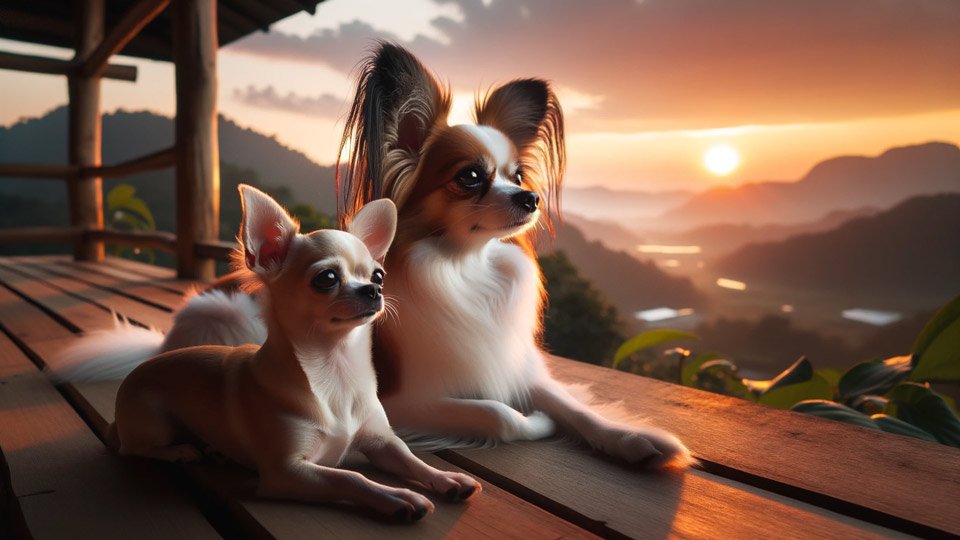 Papillon et Chihuahua